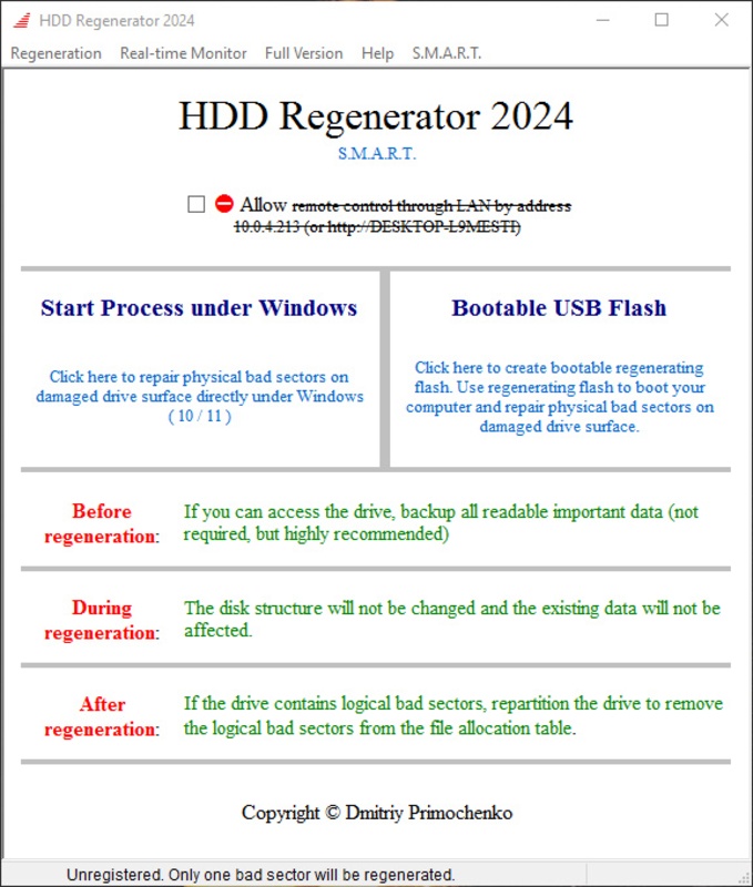 HDD Regenerator 2024 for Windows Screenshot 1