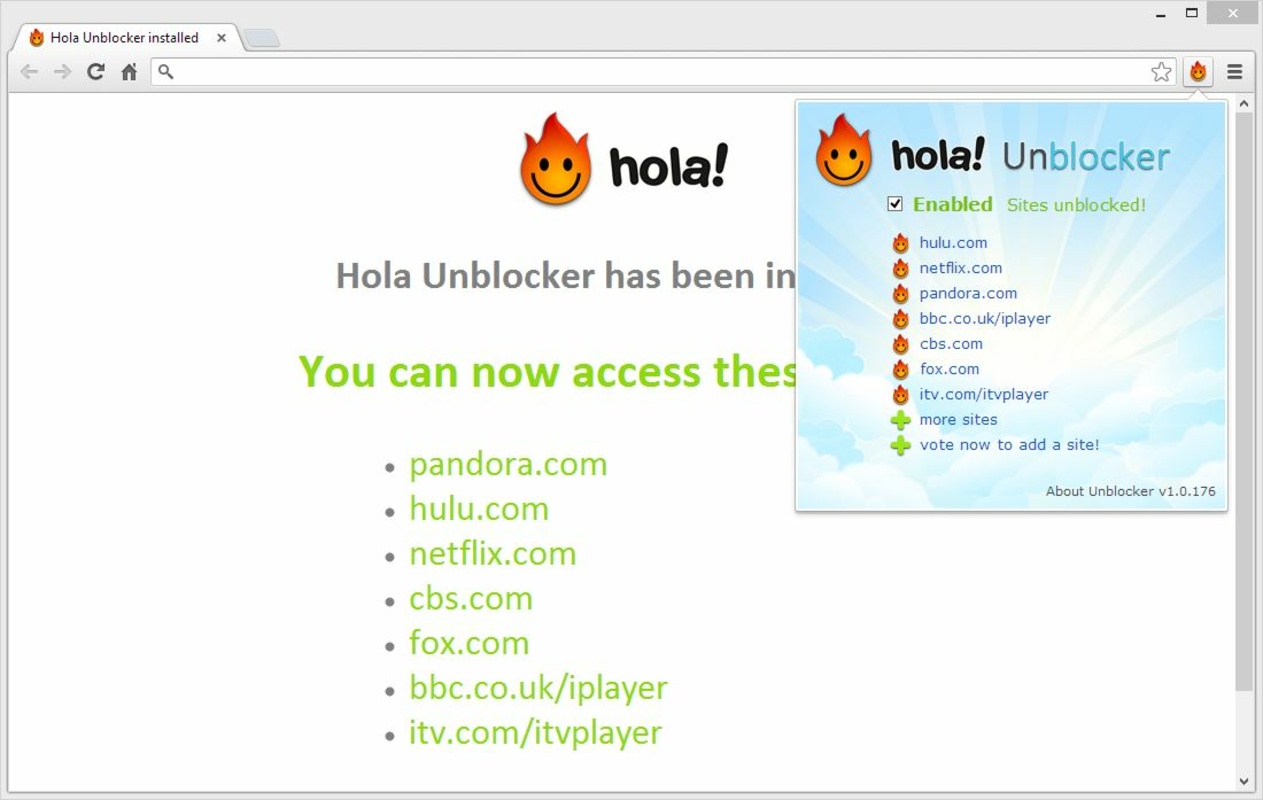 Hola Unblocker 1.98.732 for Windows Screenshot 1