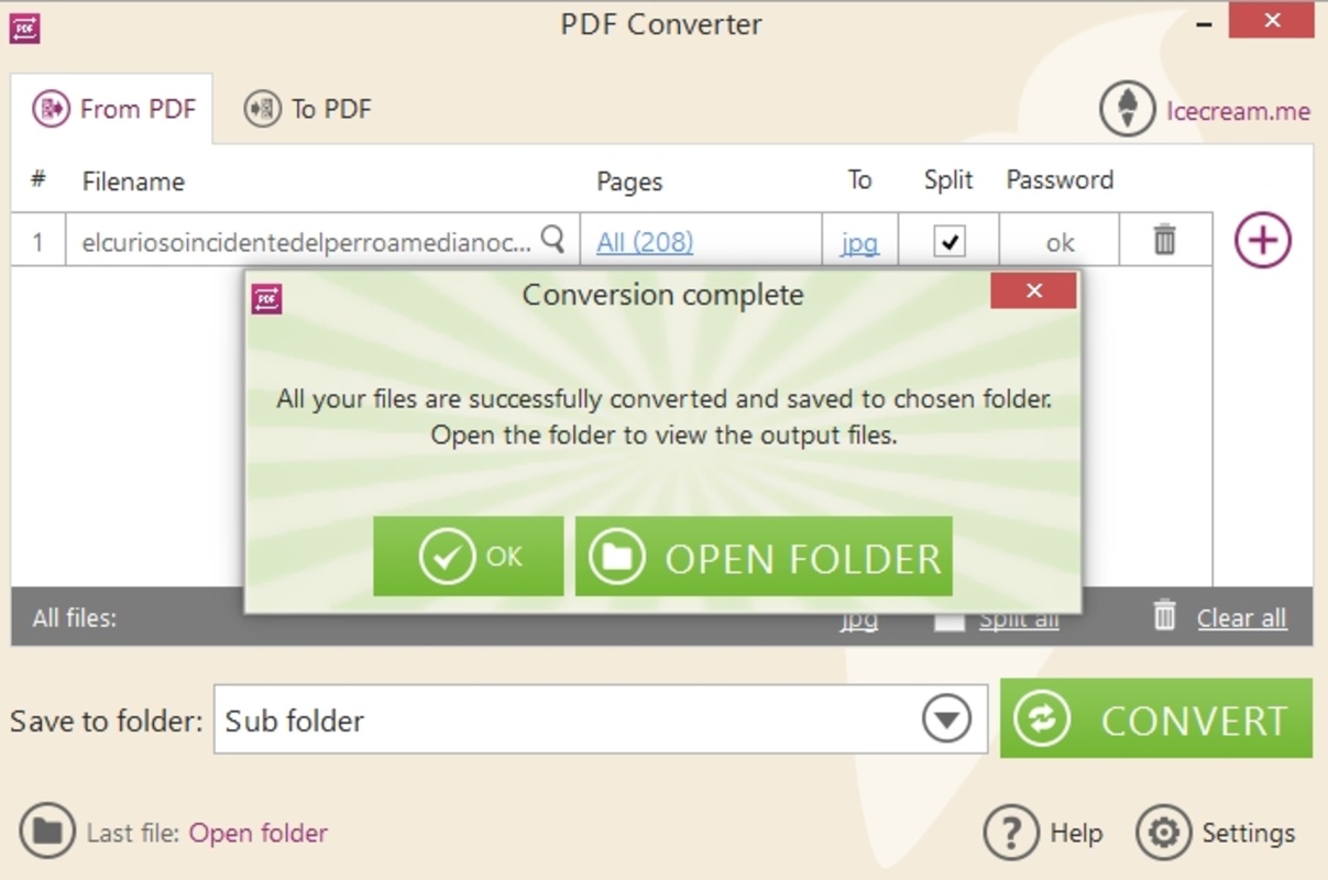 Icecream PDF Converter 2.89 feature