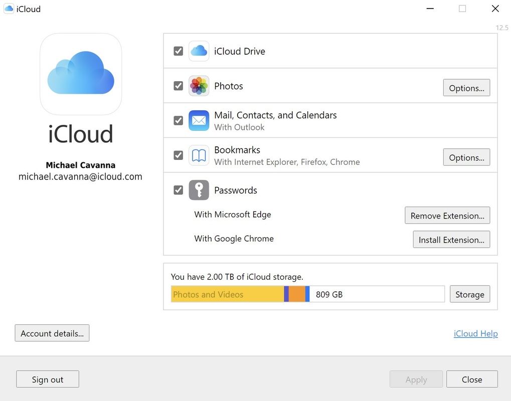 iCloud 15.0.215.0 for Windows Screenshot 1
