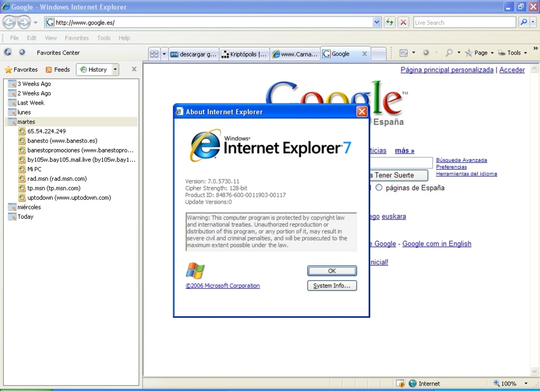 Internet Explorer 7.0 Final for Windows Screenshot 1