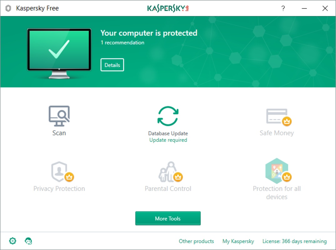 Kaspersky Free 21.15.8.493 feature