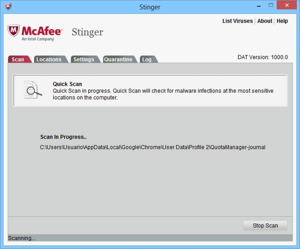 Trellix Stinger Portable 13.0.0.73 for Windows Screenshot 1