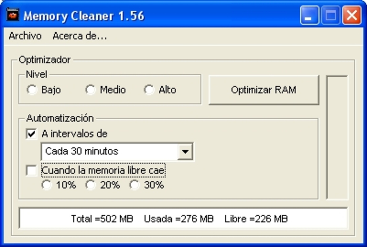 Memory Clean 1.56 for Windows Screenshot 1