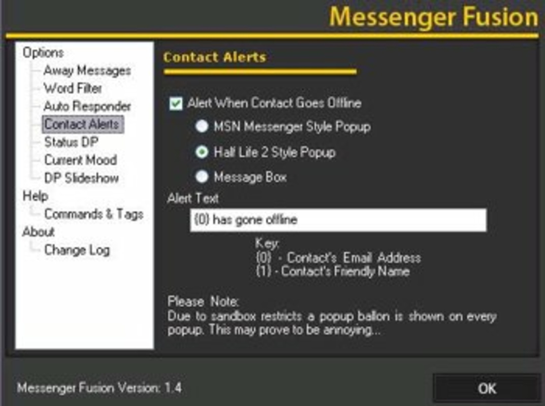Messenger Fusion 1.42 feature