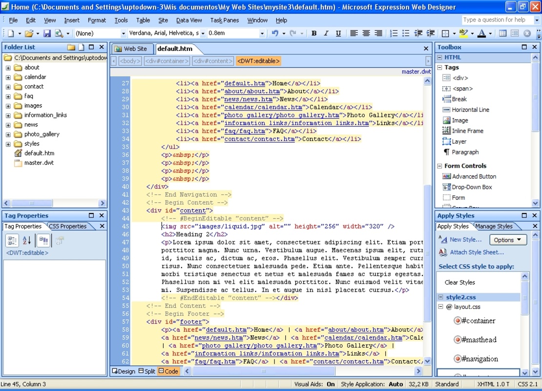 Microsoft Expression Web 4.0.1460.0 for Windows Screenshot 1