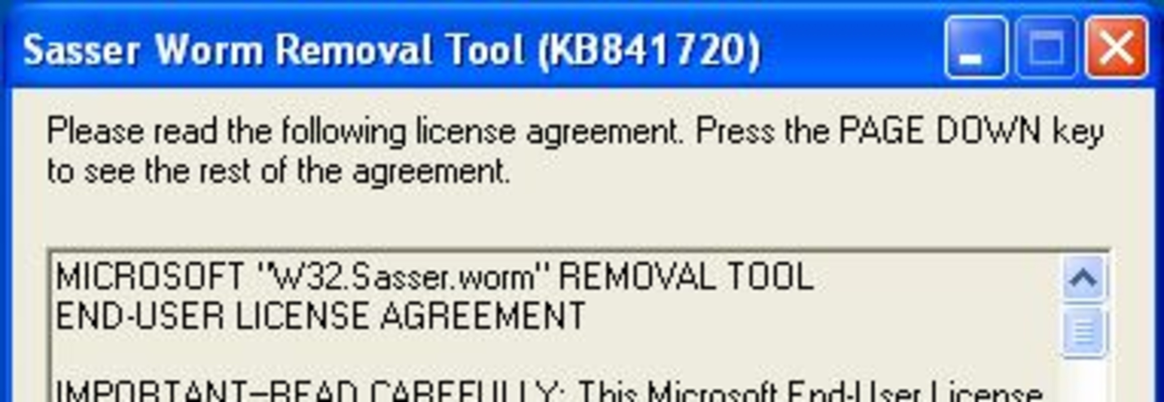 Microsoft Sasser Worm Removal 1.0.156.0 for Windows Screenshot 1