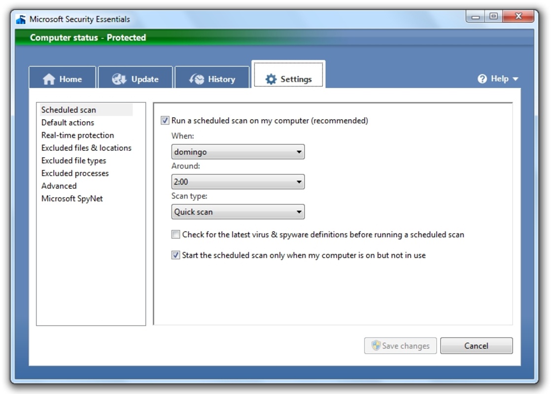 Microsoft Security Essentials 4.10.209.0 for Windows Screenshot 1