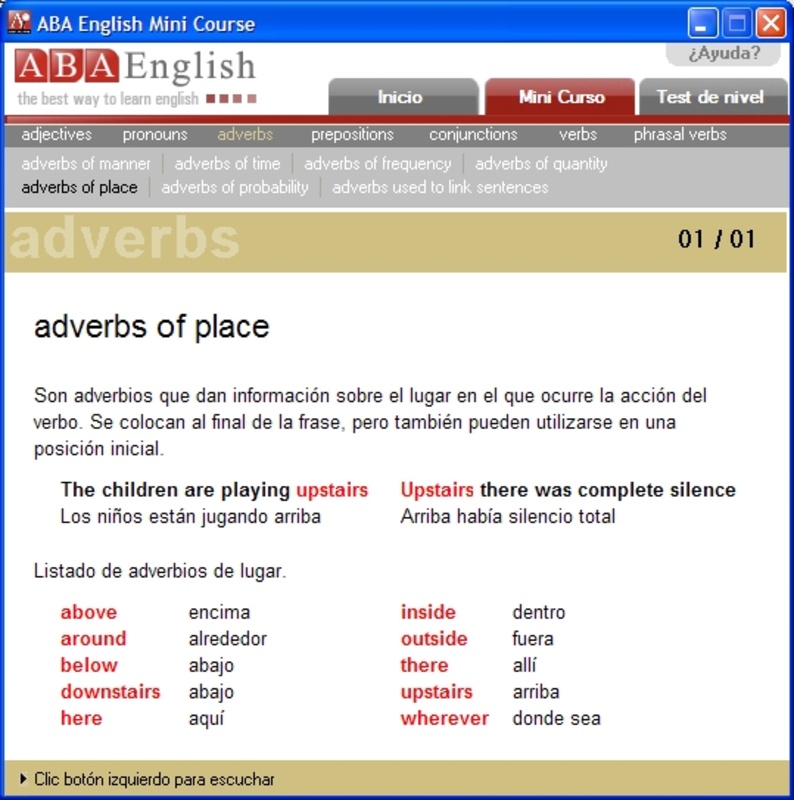 Mini Curso de Ingles ABA English 1.0 for Windows Screenshot 1