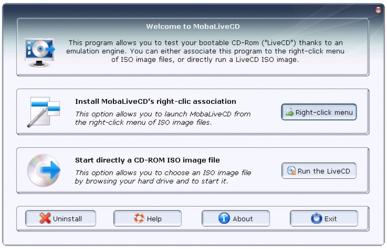 MobaLiveCD 2.1 for Windows Screenshot 1