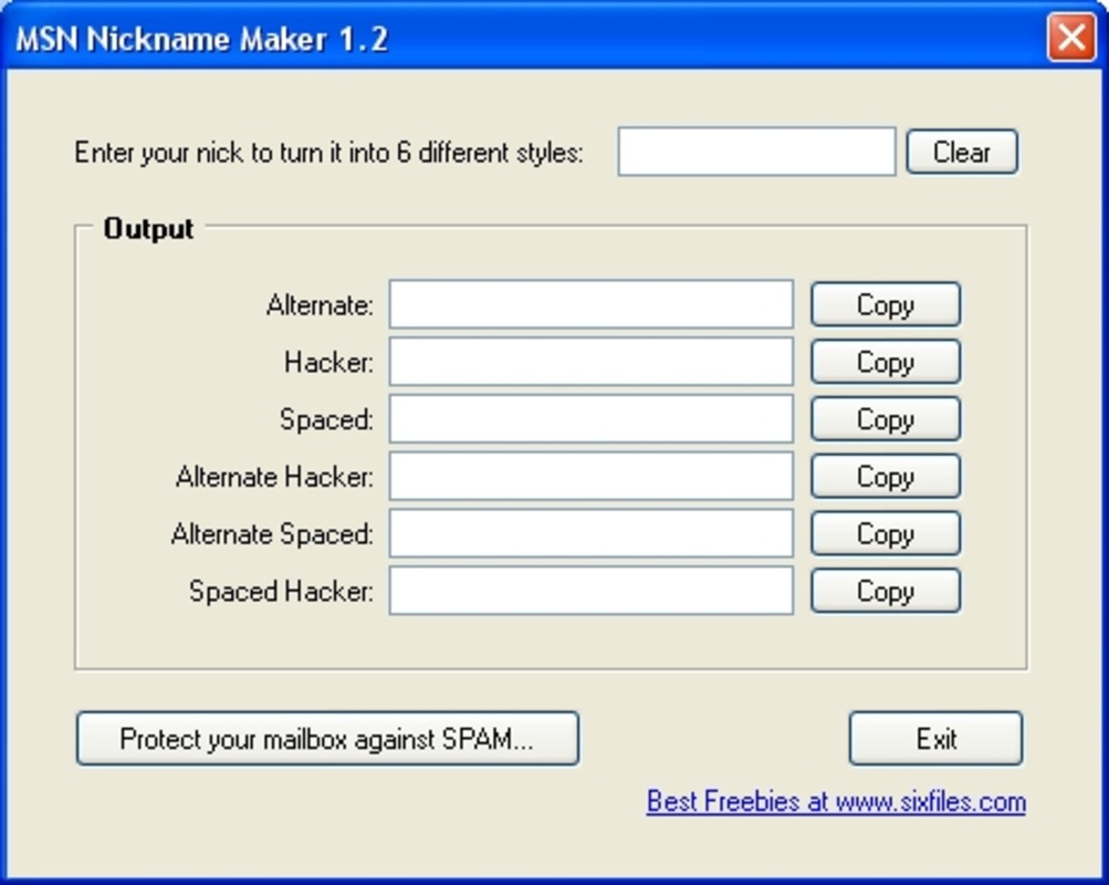 MSN Nickname Maker 1.2 for Windows Screenshot 1