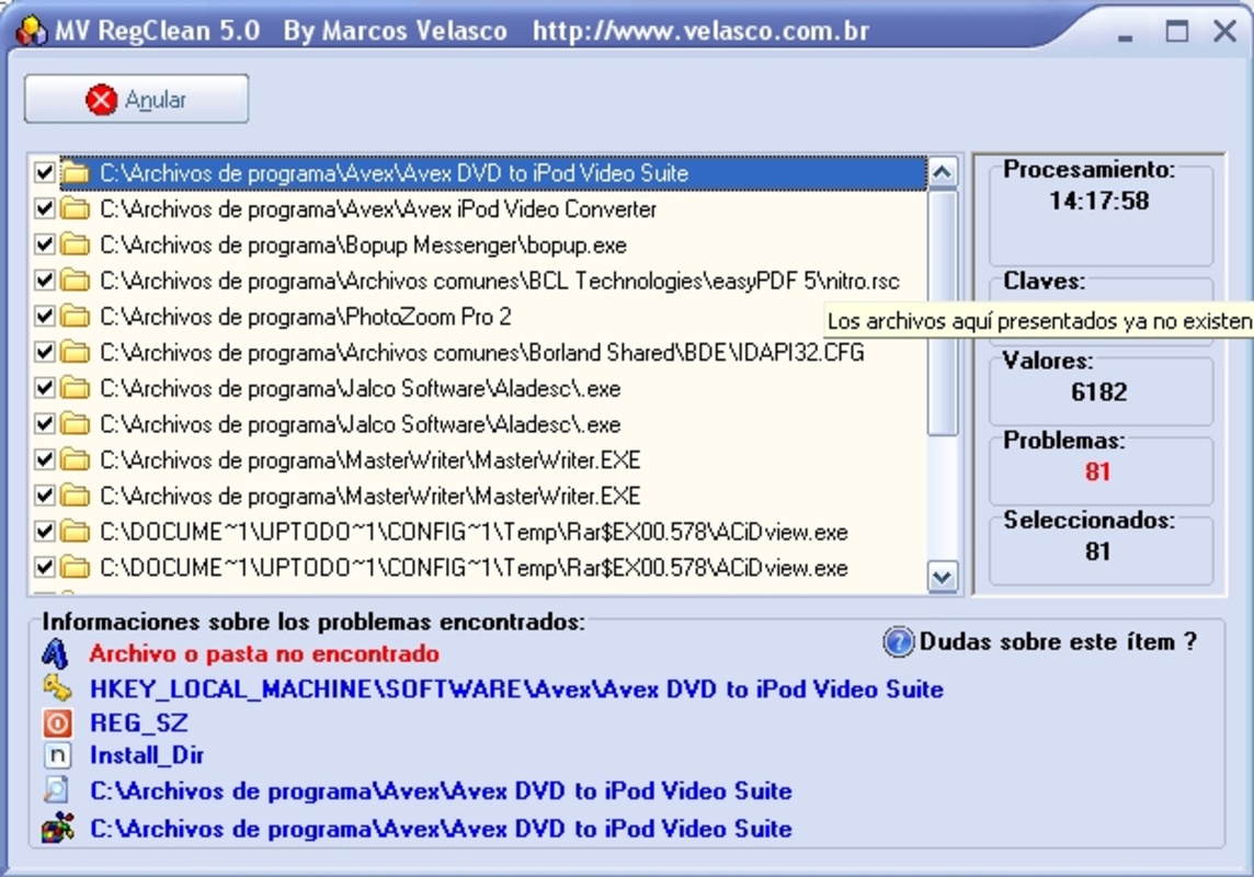 MV RegClean 5.5 for Windows Screenshot 1