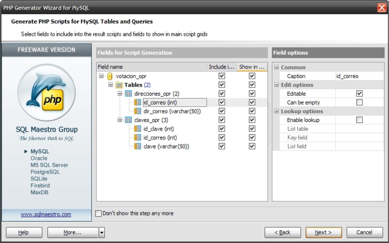 MySQL PHP Generator 12.8 for Windows Screenshot 1