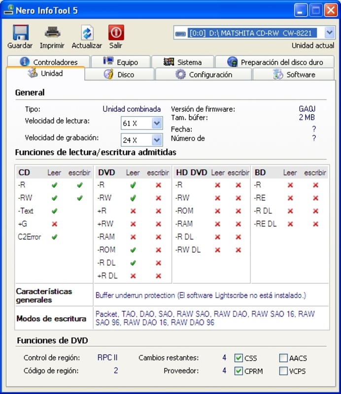 Nero InfoTool 5 for Windows Screenshot 1