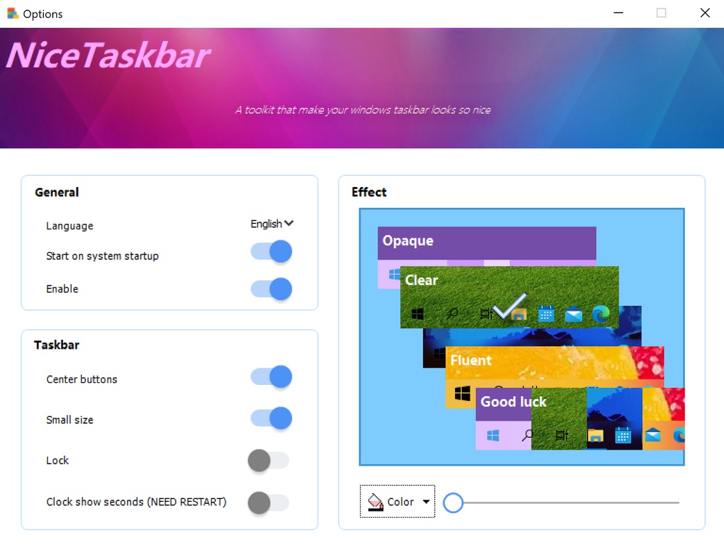 NiceTaskbar 1.0.6.0 feature