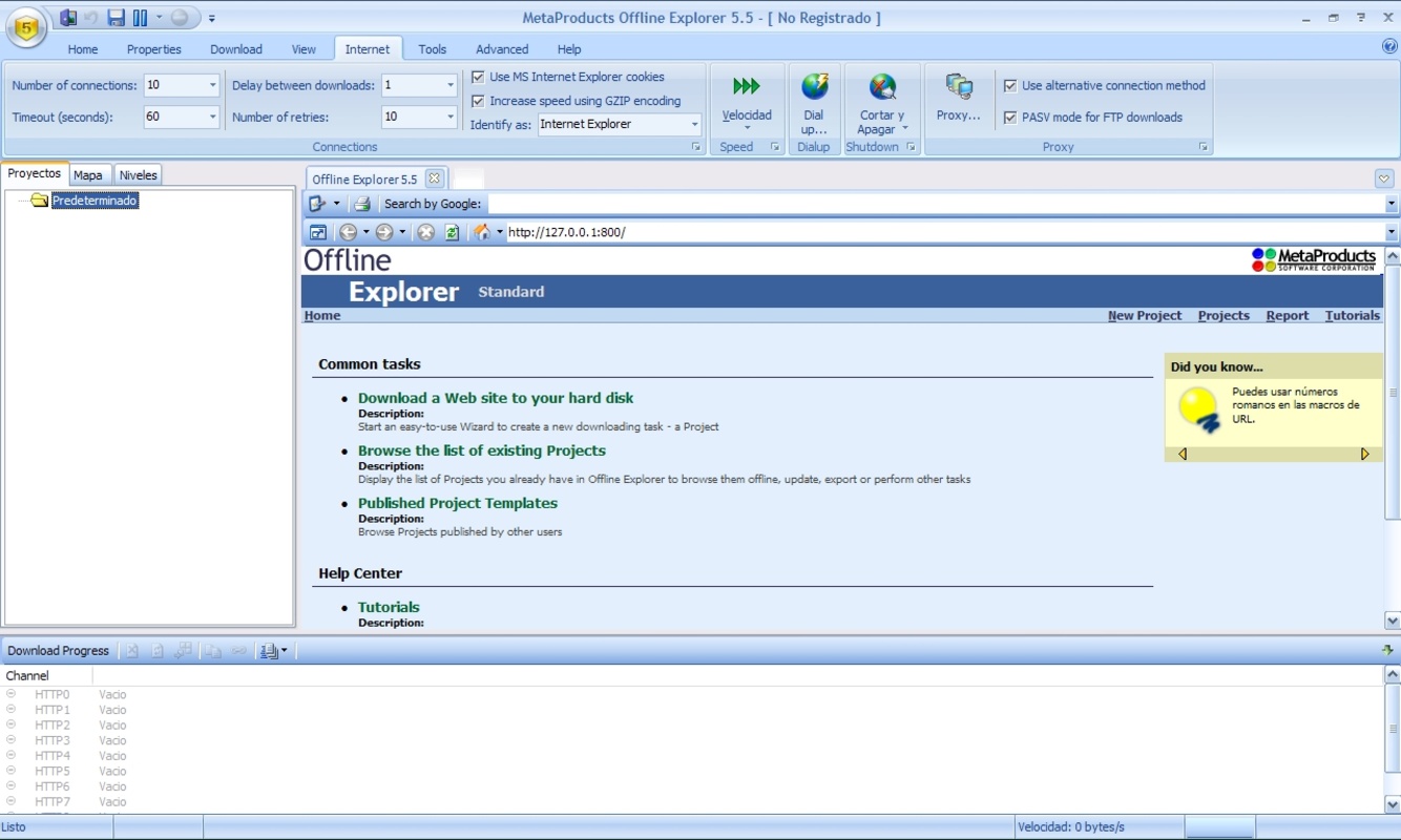 Offline Explorer 6.6 SR2 for Windows Screenshot 1