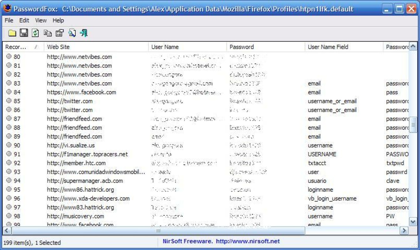 PasswordFox 1.65 for Windows Screenshot 1