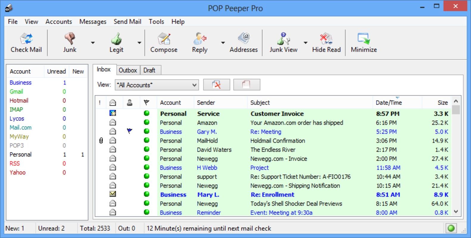 POP Peeper 5.2.2 for Windows Screenshot 1