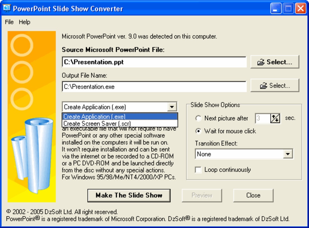 PowerPoint Slide Show Converter 3.2.4.1 for Windows Screenshot 1