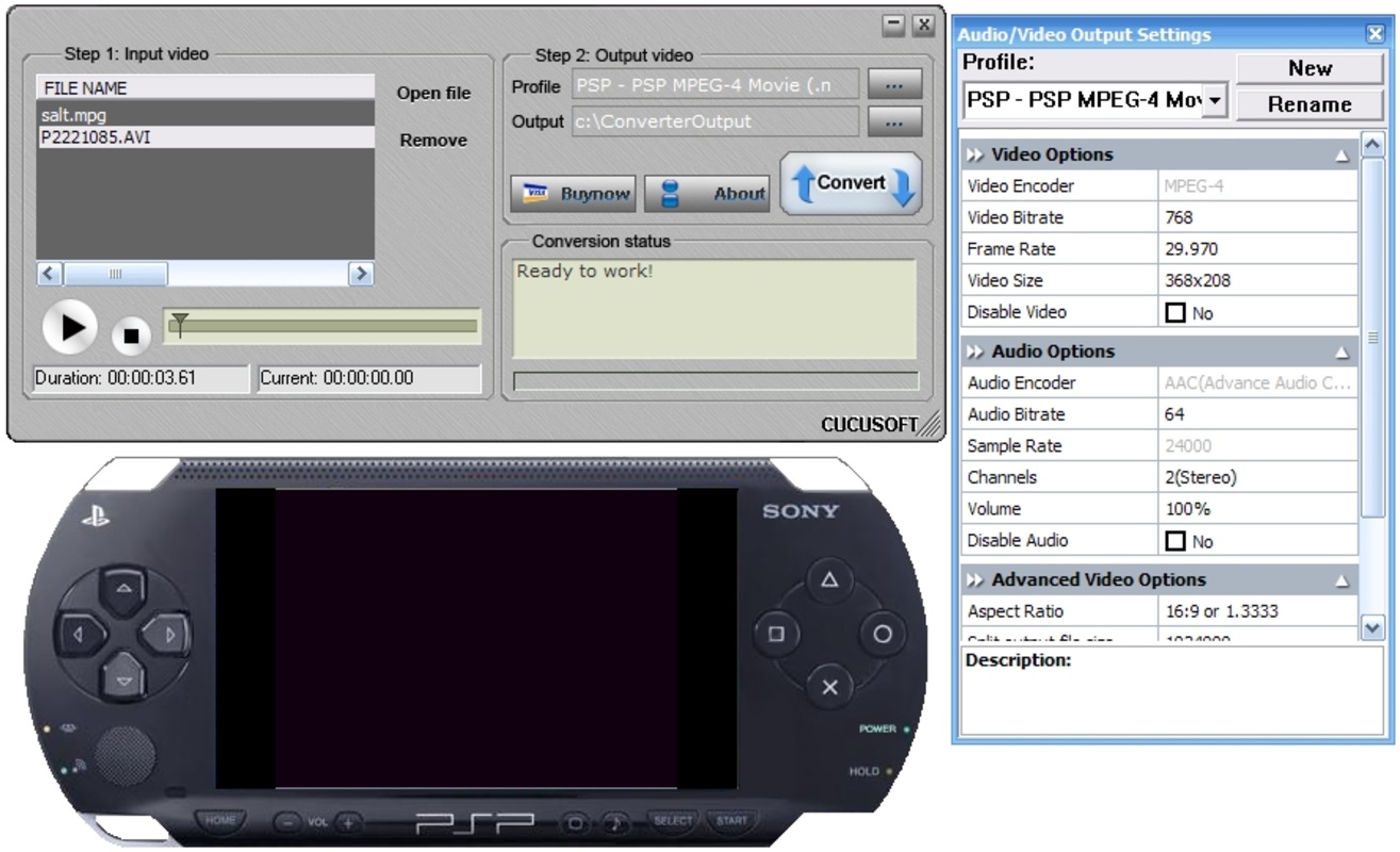 PSP Video Converter 8.08 feature