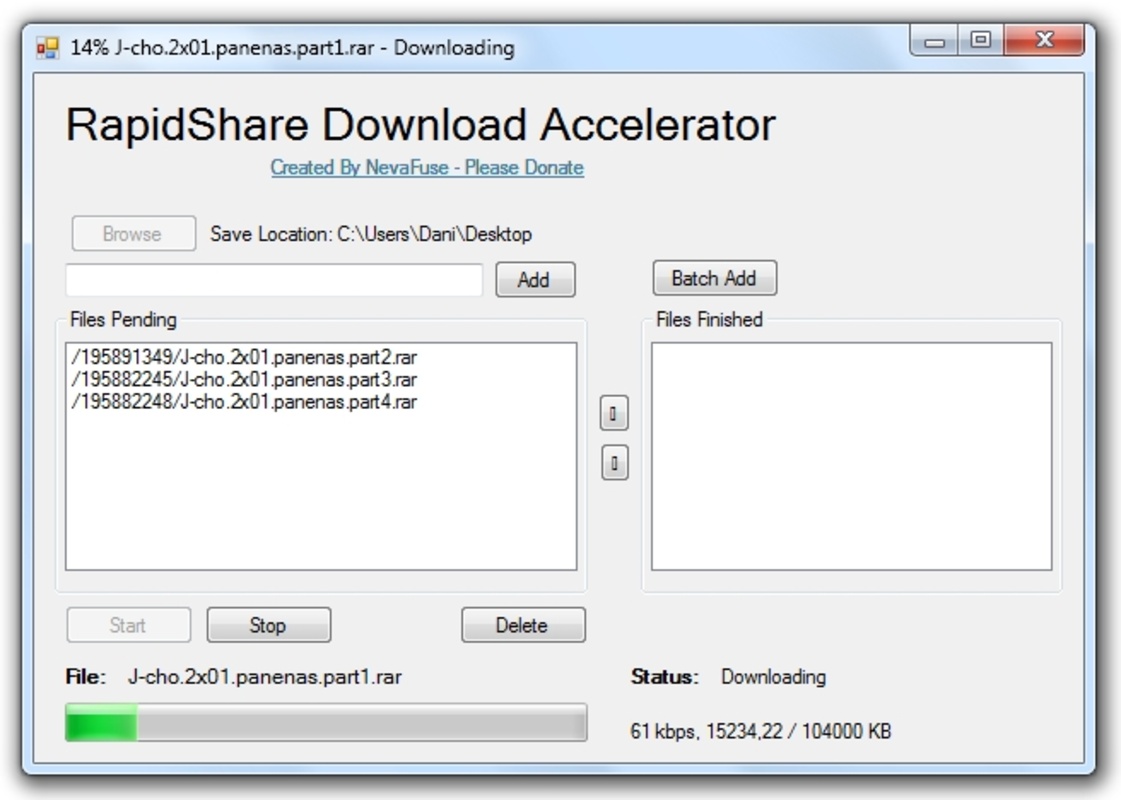 Rapidshare Download Accelerator 1.3 for Windows Screenshot 1