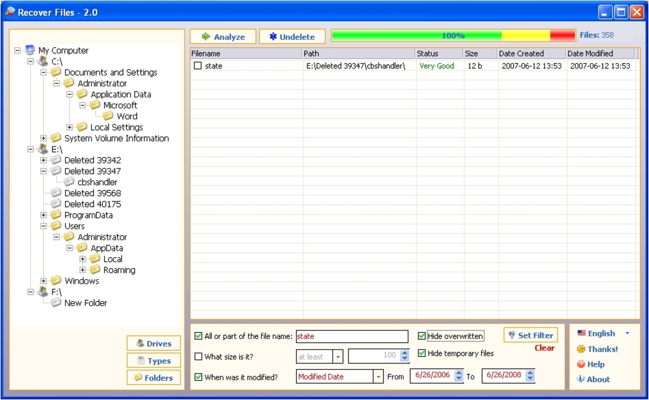 Recover Files 3.35 for Windows Screenshot 1