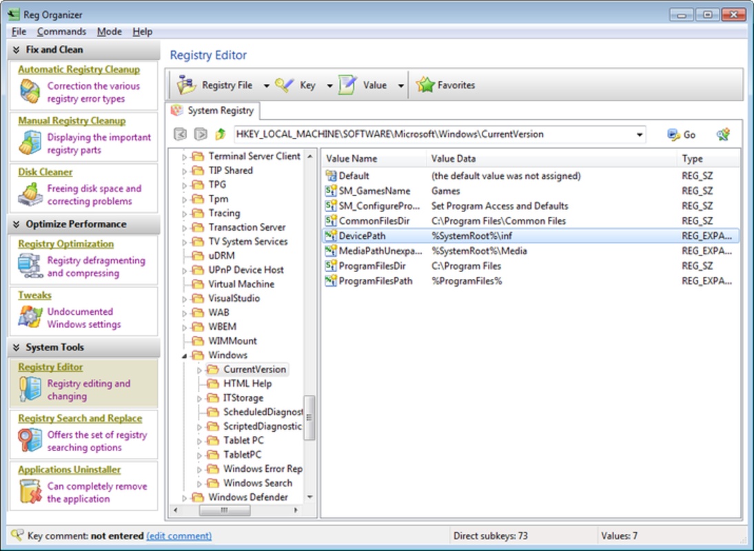 Reg Organizer 9.41 for Windows Screenshot 1