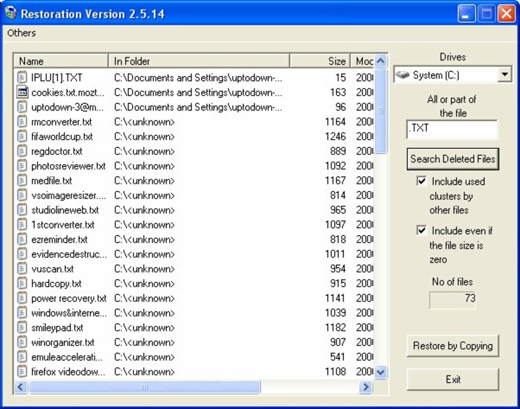Restoration 2.5.14 for Windows Screenshot 1