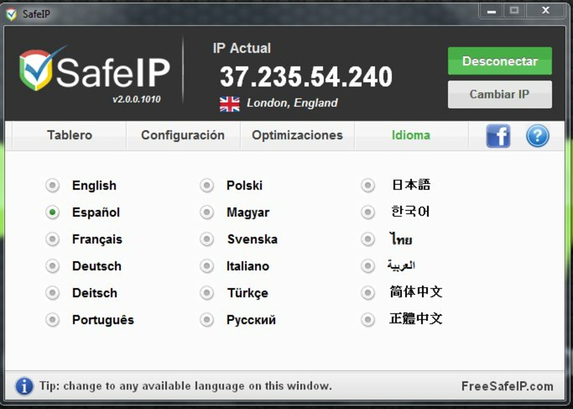 SafeIP 2.0.0.2487 for Windows Screenshot 1