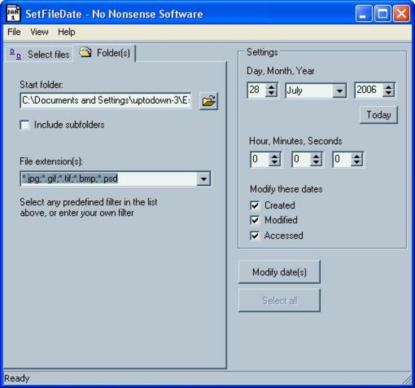 SetFileDate 2.0 for Windows Screenshot 1