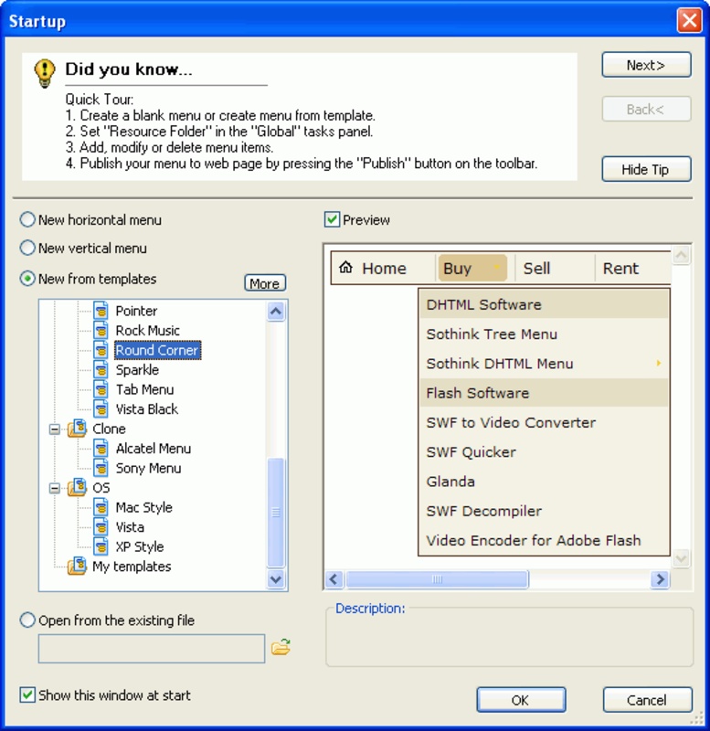 Sothink DHTML Menu 9.8 for Windows Screenshot 1