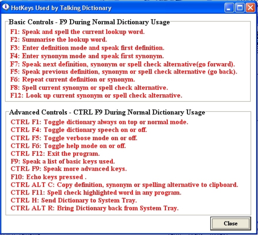 Talking Dictionary 8.6.0 feature