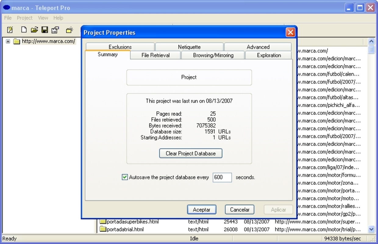 Teleport Pro 1.72 for Windows Screenshot 1