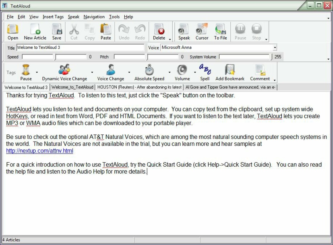 TextAloud 4.0.73 for Windows Screenshot 1
