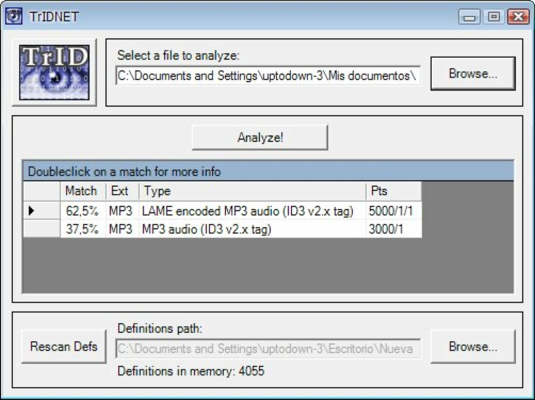 TrIDNet 1.95 for Windows Screenshot 1