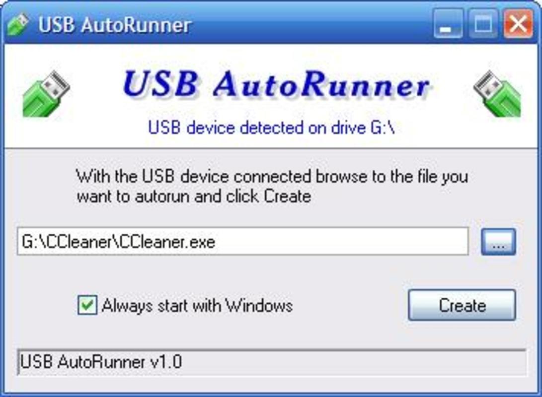 USB AutoRunner 1.0 for Windows Screenshot 1