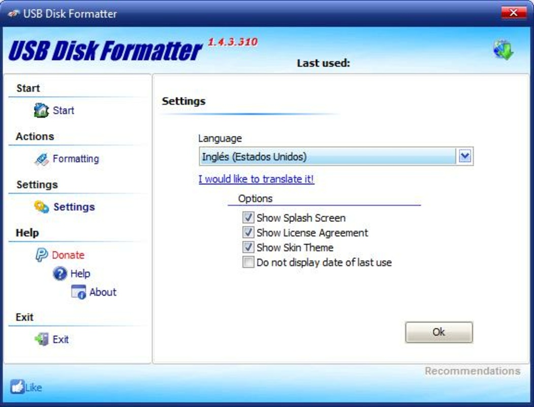 USB Disk Formatter 1.4.3.310 for Windows Screenshot 1