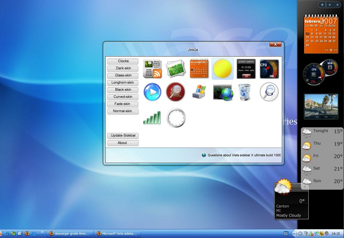 Vista Sidebar 3.1 for Windows Screenshot 1