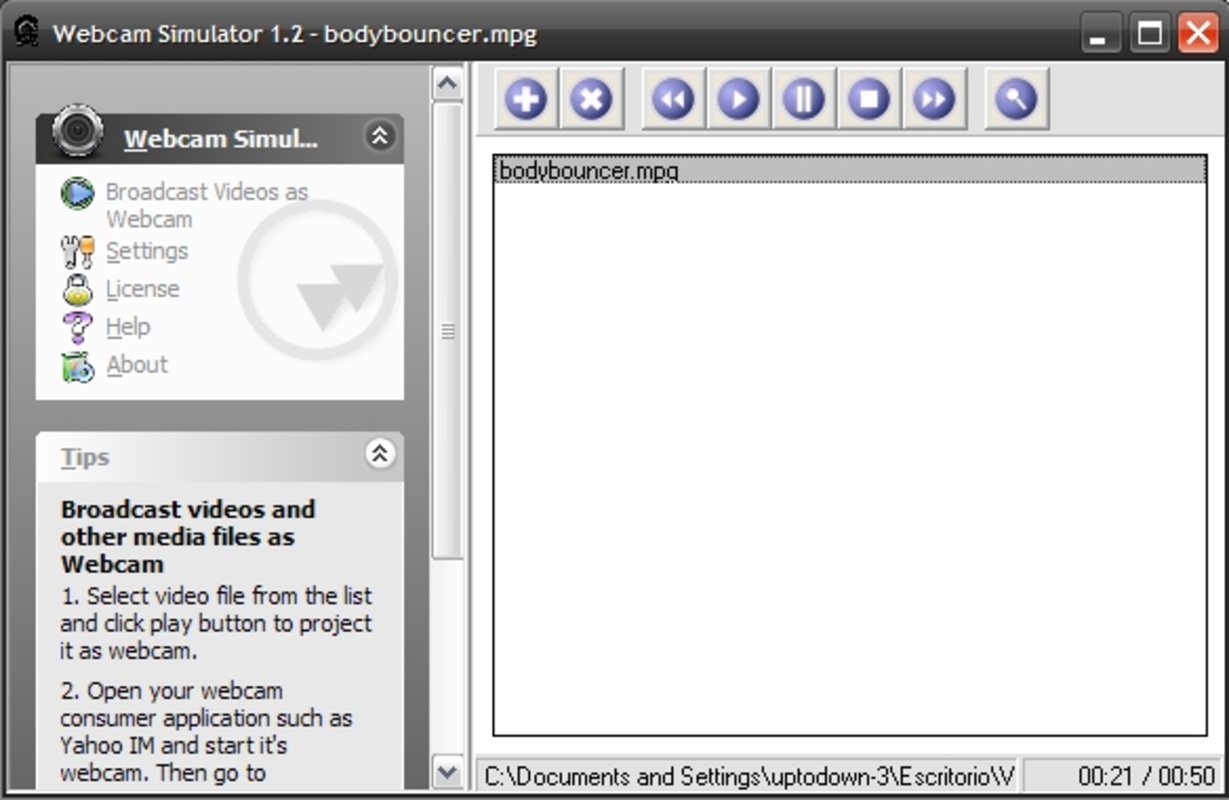 Webcam Simulator 7.3 feature