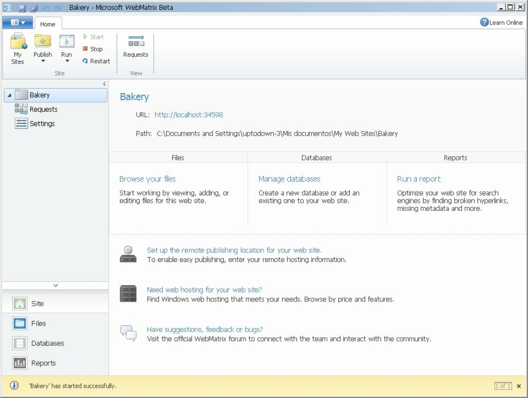 WebMatrix 3.0 for Windows Screenshot 1
