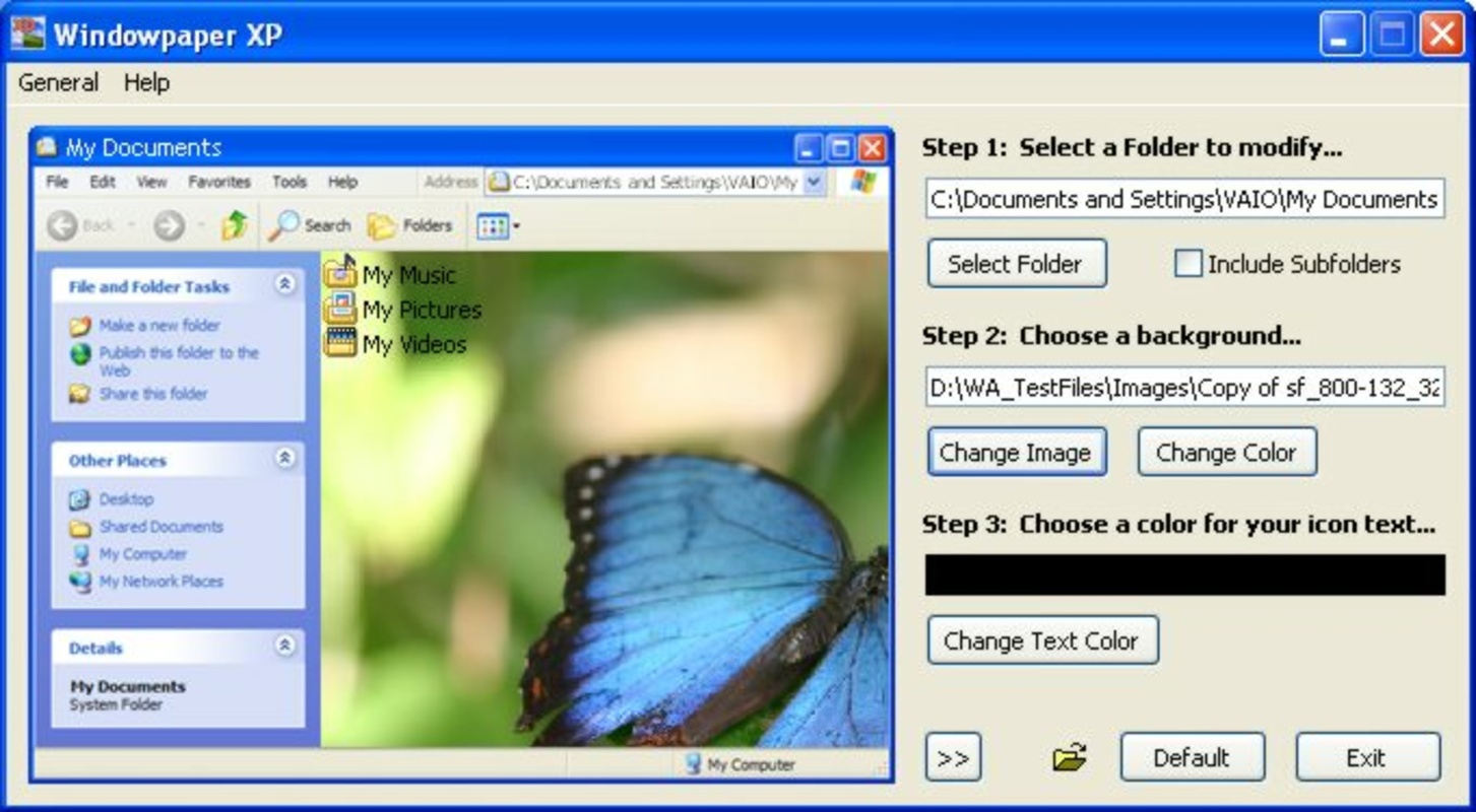 Windowpaper XP 1.01 feature