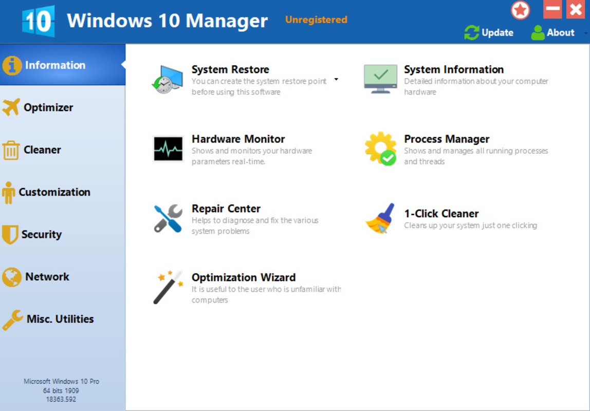 Windows 10 Manager 3.9.3 for Windows Screenshot 1