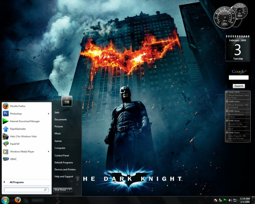 Windows7 The Dark Knight Theme  for Windows Screenshot 1