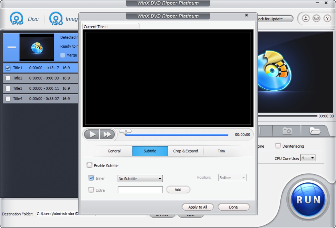WinX DVD Ripper Platinum 8.22.2 for Windows Screenshot 1