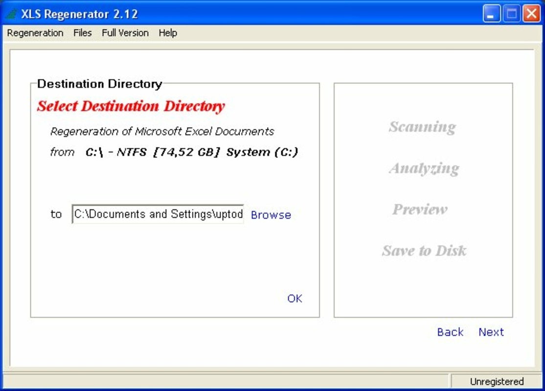 XLS Regenerator 2.12 for Windows Screenshot 1