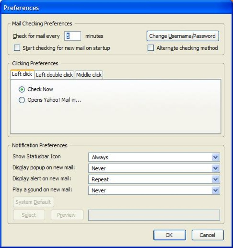Yahoo Mail Notifier 1.0.1 feature