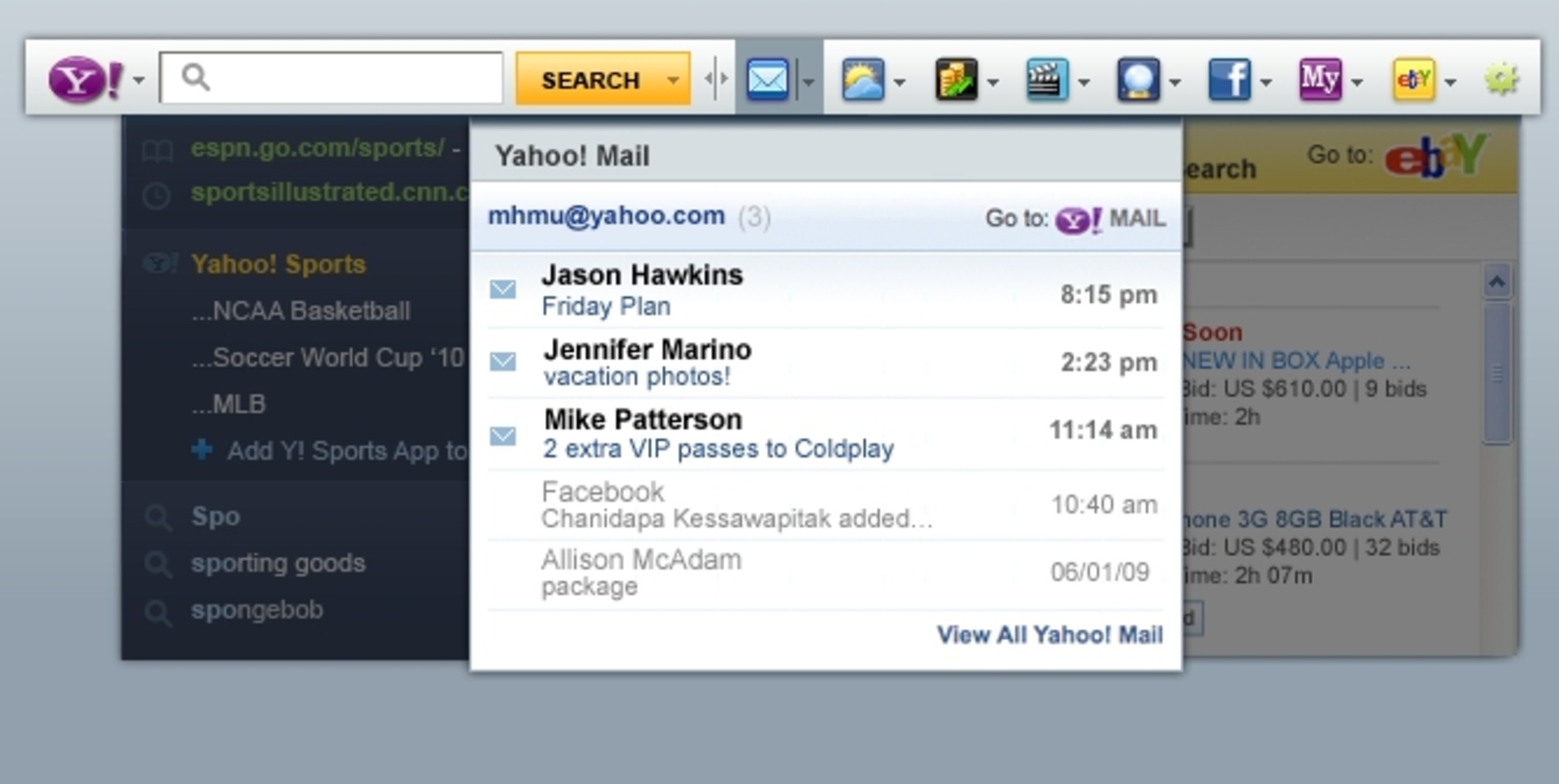 Yahoo Toolbar  for Windows Screenshot 1